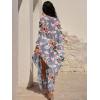 imageANRABESS Women Kaftan Moo Moos Dresses Floral Batwing Sleeve V Neck Beach Swimsuit Cover Up Caftan Maxi DressRed Flowers Green Leaves