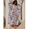 imageANRABESS Women Kaftan Moo Moos Dresses Floral Batwing Sleeve V Neck Beach Swimsuit Cover Up Caftan Maxi DressRed Flowers Green Leaves