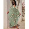 imageANRABESS Women Kaftan Moo Moos Dresses Floral Batwing Sleeve V Neck Beach Swimsuit Cover Up Caftan Maxi DressYellow Floral Green