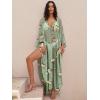 imageANRABESS Women Kaftan Moo Moos Dresses Floral Batwing Sleeve V Neck Beach Swimsuit Cover Up Caftan Maxi DressYellow Floral Green