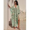 imageANRABESS Women Kaftan Moo Moos Dresses Floral Batwing Sleeve V Neck Beach Swimsuit Cover Up Caftan Maxi DressYellow Floral Green