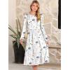 imageANRABESS Women Long Sleeve Midi Dress Crewneck 2025 Fall Fashion Casual Flowy ALine Long Dresses Vacation Outfit with PocketFloral White