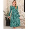 imageANRABESS Women Long Sleeve Midi Dress Crewneck 2025 Fall Fashion Casual Flowy ALine Long Dresses Vacation Outfit with PocketGreen Blue Floral