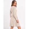 imageANRABESS Women Long Sleeve Ribbed Knit Short Dresses 2026 Spring V Neck Casual Swing A Line Sweater DressBeige