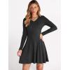 imageANRABESS Women Long Sleeve Ribbed Knit Short Dresses 2026 Spring V Neck Casual Swing A Line Sweater DressBlack