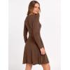 imageANRABESS Women Long Sleeve Ribbed Knit Short Dresses 2026 Spring V Neck Casual Swing A Line Sweater DressBrown