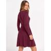 imageANRABESS Women Long Sleeve Ribbed Knit Short Dresses 2026 Spring V Neck Casual Swing A Line Sweater DressBurgundy