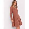 imageANRABESS Women Long Sleeve Ribbed Knit Short Dresses 2026 Spring V Neck Casual Swing A Line Sweater DressCaramel