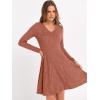 imageANRABESS Women Long Sleeve Ribbed Knit Short Dresses 2026 Spring V Neck Casual Swing A Line Sweater DressCaramel