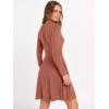 imageANRABESS Women Long Sleeve Ribbed Knit Short Dresses 2026 Spring V Neck Casual Swing A Line Sweater DressCaramel