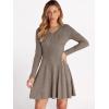 imageANRABESS Women Long Sleeve Ribbed Knit Short Dresses 2026 Spring V Neck Casual Swing A Line Sweater DressCool Ash Brown