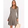 imageANRABESS Women Long Sleeve Ribbed Knit Short Dresses 2026 Spring V Neck Casual Swing A Line Sweater DressCool Ash Brown