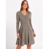 imageANRABESS Women Long Sleeve Ribbed Knit Short Dresses 2026 Spring V Neck Casual Swing A Line Sweater DressCool Ash Brown