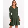 imageANRABESS Women Long Sleeve Ribbed Knit Short Dresses 2026 Spring V Neck Casual Swing A Line Sweater DressDeep Green