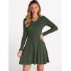 imageANRABESS Women Long Sleeve Ribbed Knit Short Dresses 2026 Spring V Neck Casual Swing A Line Sweater DressDeep Green