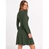 imageANRABESS Women Long Sleeve Ribbed Knit Short Dresses 2026 Spring V Neck Casual Swing A Line Sweater DressDeep Green