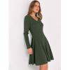 imageANRABESS Women Long Sleeve Ribbed Knit Short Dresses 2026 Spring V Neck Casual Swing A Line Sweater DressDeep Green