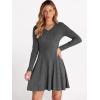 imageANRABESS Women Long Sleeve Ribbed Knit Short Dresses 2026 Spring V Neck Casual Swing A Line Sweater DressDeep Grey
