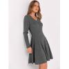 imageANRABESS Women Long Sleeve Ribbed Knit Short Dresses 2026 Spring V Neck Casual Swing A Line Sweater DressDeep Grey