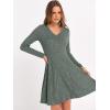 imageANRABESS Women Long Sleeve Ribbed Knit Short Dresses 2026 Spring V Neck Casual Swing A Line Sweater DressGreen