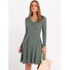 imageANRABESS Women Long Sleeve Ribbed Knit Short Dresses 2026 Spring V Neck Casual Swing A Line Sweater DressGreen
