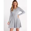 imageANRABESS Women Long Sleeve Ribbed Knit Short Dresses 2026 Spring V Neck Casual Swing A Line Sweater DressGrey