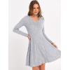 imageANRABESS Women Long Sleeve Ribbed Knit Short Dresses 2026 Spring V Neck Casual Swing A Line Sweater DressGrey