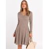 imageANRABESS Women Long Sleeve Ribbed Knit Short Dresses 2026 Spring V Neck Casual Swing A Line Sweater DressKhaki