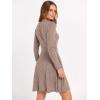 imageANRABESS Women Long Sleeve Ribbed Knit Short Dresses 2026 Spring V Neck Casual Swing A Line Sweater DressKhaki