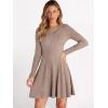 imageANRABESS Women Long Sleeve Ribbed Knit Short Dresses 2026 Spring V Neck Casual Swing A Line Sweater DressKhaki