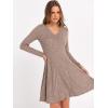 imageANRABESS Women Long Sleeve Ribbed Knit Short Dresses 2026 Spring V Neck Casual Swing A Line Sweater DressKhaki
