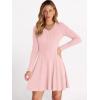 imageANRABESS Women Long Sleeve Ribbed Knit Short Dresses 2026 Spring V Neck Casual Swing A Line Sweater DressPink