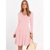 imageANRABESS Women Long Sleeve Ribbed Knit Short Dresses 2026 Spring V Neck Casual Swing A Line Sweater DressPink