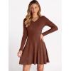 imageANRABESS Women Long Sleeve Ribbed Knit Short Dresses 2026 Spring V Neck Casual Swing A Line Sweater DressRust Orange