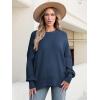 imageANRABESS Women Oversized Sweaters Batwing Long Sleeve 2026 Fall Outfits Crewneck Casual Knit Side Slit Fashion Pullover TopDeep Blue