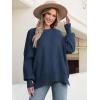 imageANRABESS Women Oversized Sweaters Batwing Long Sleeve 2026 Fall Outfits Crewneck Casual Knit Side Slit Fashion Pullover TopDeep Blue