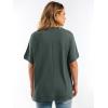 imageANRABESS Women Oversized Waffle Knit TShirts Summer Casual Short Sleeve Tunic Tops Side Spilt Tee Shirts 2026 Trendy ClothesArmy Green