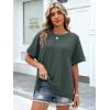 imageANRABESS Women Oversized Waffle Knit TShirts Summer Casual Short Sleeve Tunic Tops Side Spilt Tee Shirts 2026 Trendy ClothesArmy Green