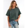 imageANRABESS Women Oversized Waffle Knit TShirts Summer Casual Short Sleeve Tunic Tops Side Spilt Tee Shirts 2026 Trendy ClothesArmy Green