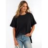 imageANRABESS Women Oversized Waffle Knit TShirts Summer Casual Short Sleeve Tunic Tops Side Spilt Tee Shirts 2026 Trendy ClothesBlack