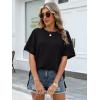 imageANRABESS Women Oversized Waffle Knit TShirts Summer Casual Short Sleeve Tunic Tops Side Spilt Tee Shirts 2026 Trendy ClothesBlack