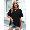imageANRABESS Women Oversized Waffle Knit TShirts Summer Casual Short Sleeve Tunic Tops Side Spilt Tee Shirts 2026 Trendy ClothesBlack