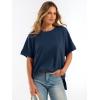 imageANRABESS Women Oversized Waffle Knit TShirts Summer Casual Short Sleeve Tunic Tops Side Spilt Tee Shirts 2026 Trendy ClothesBlue