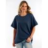 imageANRABESS Women Oversized Waffle Knit TShirts Summer Casual Short Sleeve Tunic Tops Side Spilt Tee Shirts 2026 Trendy ClothesBlue