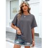 imageANRABESS Women Oversized Waffle Knit TShirts Summer Casual Short Sleeve Tunic Tops Side Spilt Tee Shirts 2026 Trendy ClothesGrey