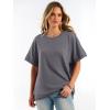 imageANRABESS Women Oversized Waffle Knit TShirts Summer Casual Short Sleeve Tunic Tops Side Spilt Tee Shirts 2026 Trendy ClothesGrey
