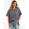 imageANRABESS Women Oversized Waffle Knit TShirts Summer Casual Short Sleeve Tunic Tops Side Spilt Tee Shirts 2026 Trendy ClothesGrey