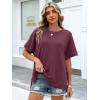 imageANRABESS Women Oversized Waffle Knit TShirts Summer Casual Short Sleeve Tunic Tops Side Spilt Tee Shirts 2026 Trendy ClothesMauve
