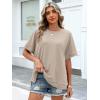 imageANRABESS Women Oversized Waffle Knit TShirts Summer Casual Short Sleeve Tunic Tops Side Spilt Tee Shirts 2026 Trendy ClothesParchment