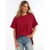 imageANRABESS Women Oversized Waffle Knit TShirts Summer Casual Short Sleeve Tunic Tops Side Spilt Tee Shirts 2026 Trendy ClothesRed